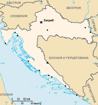 Карта. Хорватия, Республика Хорватия